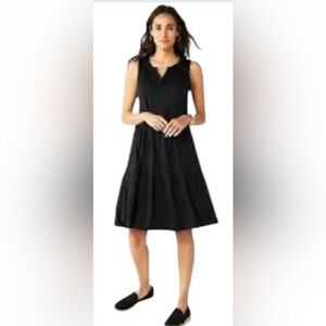 Croft & Barrow Women’s Split Neck Tiered Black Shift Dress sz2X